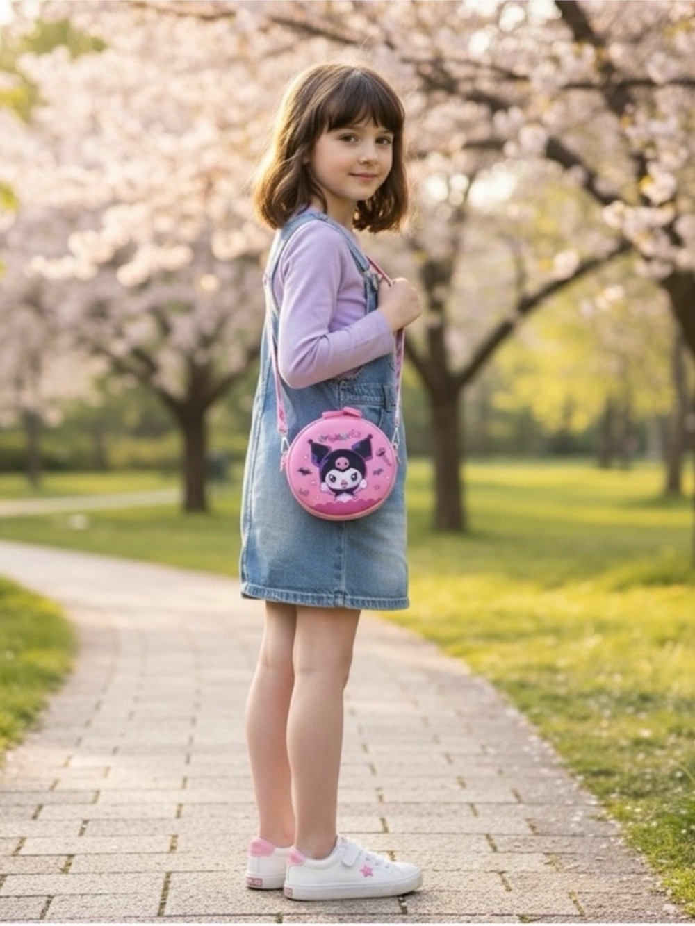 Kuromi Pink Round Crossbody Bag - Picture 2 of 10